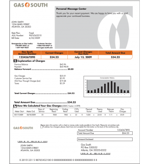 Gas Bill, Gas south